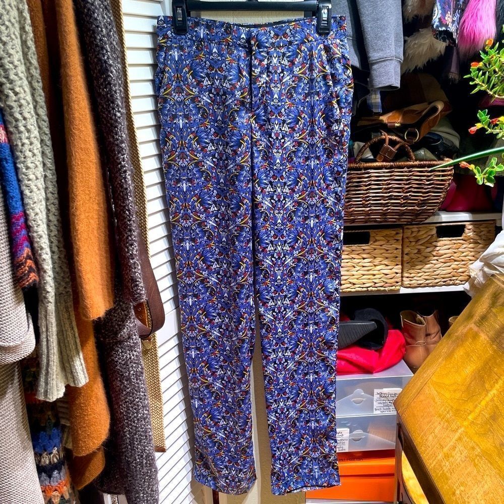 Zara Scroll Print Satin Dress Pants - Picture 1 of 6